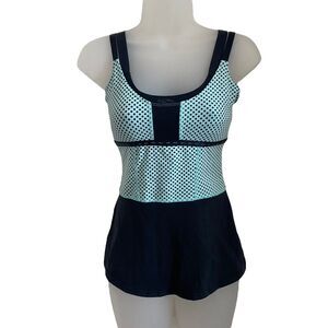 Lululemon 4 Tank Top 2in1 Polka Dot Mint Green Black Shelf Bra Tee